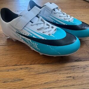 Kids Turquoise and Black Soccer Shoes